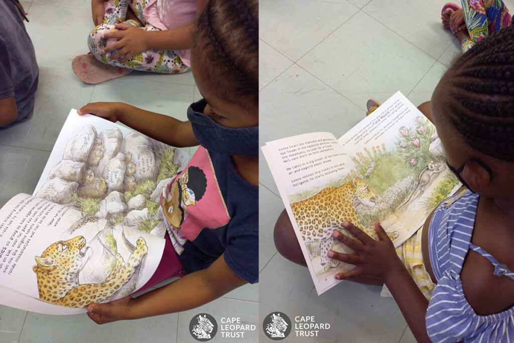 Cape Leopard Trust children reading cheetah books