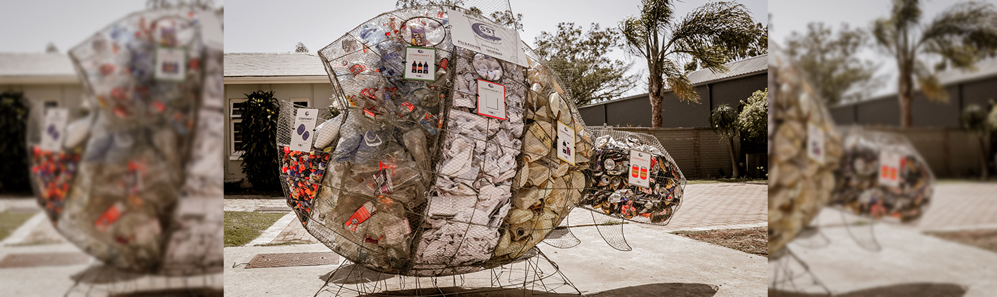 Munch Sustainable Seas Trust collected trash sculpture