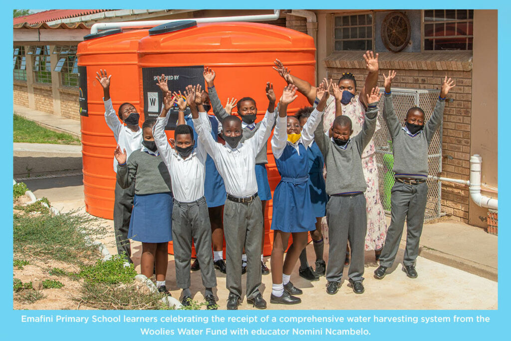 Emafini learners celebrating Woolies Water Fund